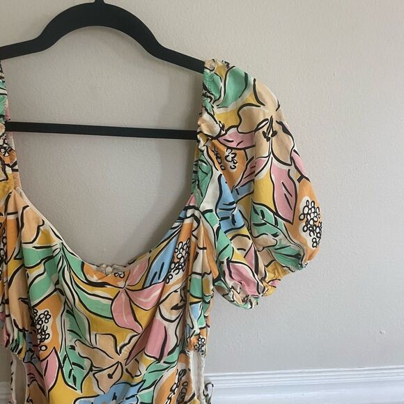 ASTR The Label Floral Puff Sleeve Cut Out Mini Dress Women's Size Large - Picture 5 of 11